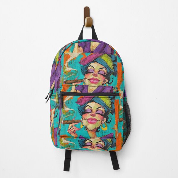Item preview, Cigar Glow - Bold Cartoon Woman in Vivid Colors Exudes Cool Confidence designed and sold by OlfactoART Studio.