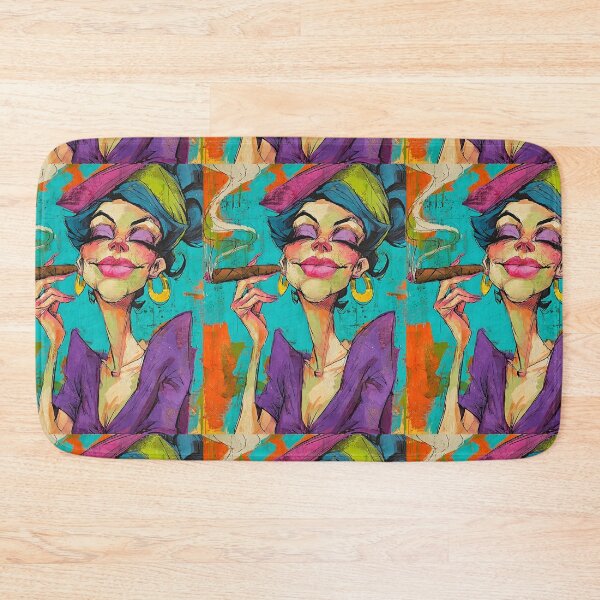 Item preview, Cigar Glow - Bold Cartoon Woman in Vivid Colors Exudes Cool Confidence designed and sold by OlfactoART Studio.