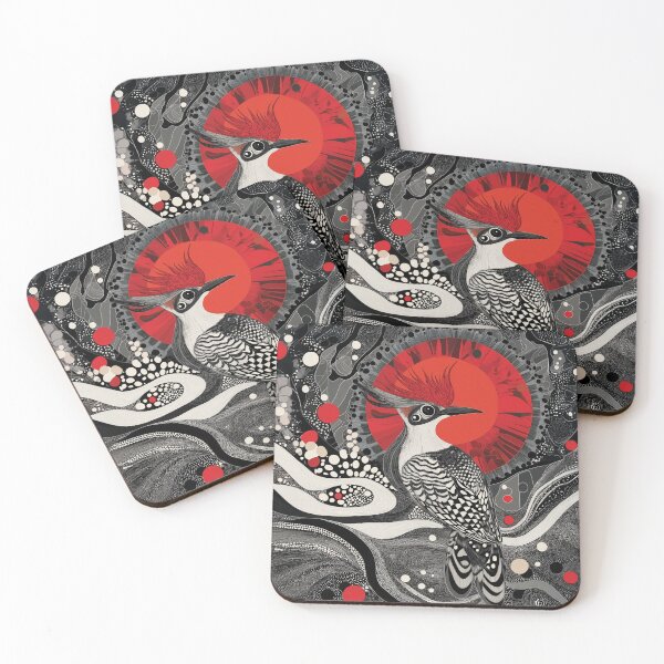 Item preview, Zen tangle design of a Hoopoe with Red, Black, and White Patterns. designed and sold by HEMRO.