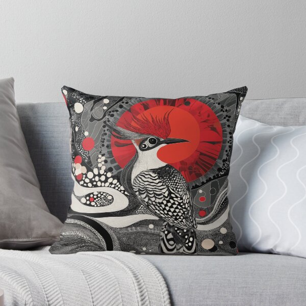 Item preview, Zen tangle design of a Hoopoe with Red, Black, and White Patterns. designed and sold by HEMRO.
