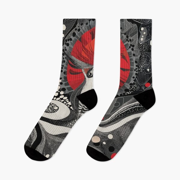Item preview, Zen tangle design of a Hoopoe with Red, Black, and White Patterns. designed and sold by HEMRO.