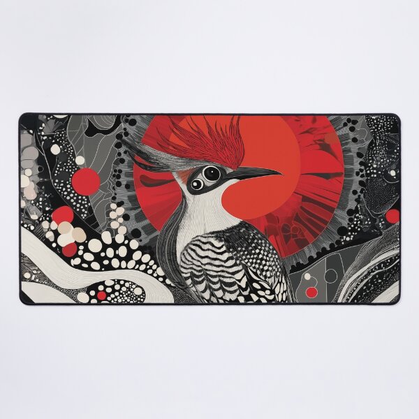 Item preview, Zen tangle design of a Hoopoe with Red, Black, and White Patterns. designed and sold by HEMRO.