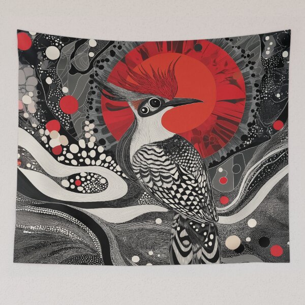 Item preview, Zen tangle design of a Hoopoe with Red, Black, and White Patterns. designed and sold by HEMRO.