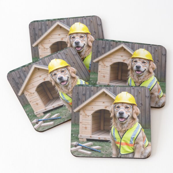 Item preview, Golden Retriever Wearing a Safety Vest and Hard Hat designed and sold by Maria Dryfhout.