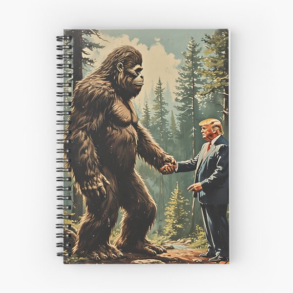 Item preview, President Trump Meeting Bigfoot - Vintage 1950s Enamel Sign designed and sold by MGC Art.