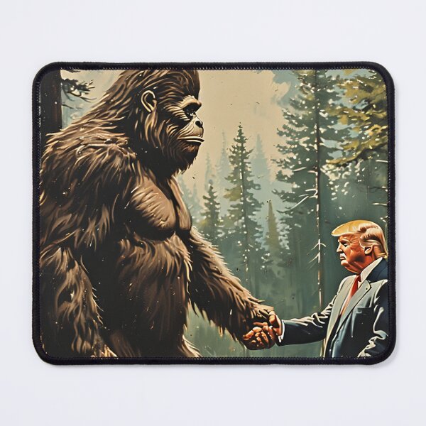 Item preview, President Trump Meeting Bigfoot - Vintage 1950s Enamel Sign designed and sold by MGC Art.