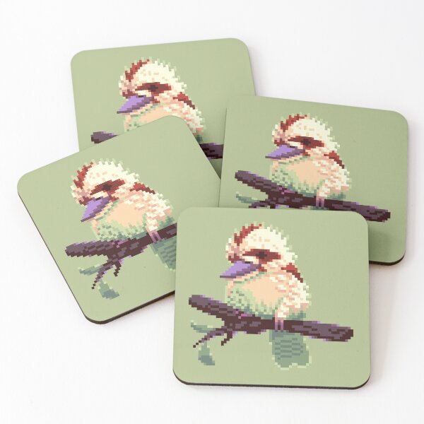 Item preview, Kookaburra on a branch. Bird pixelart collection designed and sold by ▪ ■ Crypt of pixel ■ ▪.