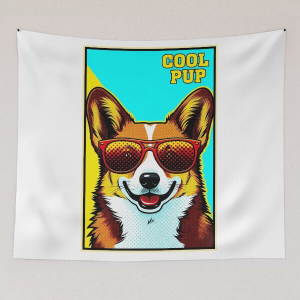 Item preview, Funky Corgi with Sunglasses in Retro Pop Art Colors    designed and sold by zoughlal.
