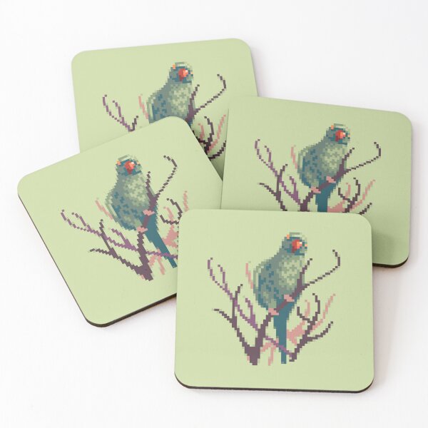 Item preview, Rose-ringed parakeet. Pixel art bird collection designed and sold by ▪ ■ Crypt of pixel ■ ▪.