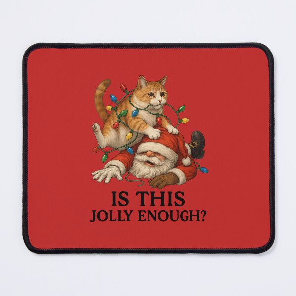 Item preview, Is This Jolly Enough? – Funny Christmas Cat vs. Santa designed and sold by Neon Nightmare.