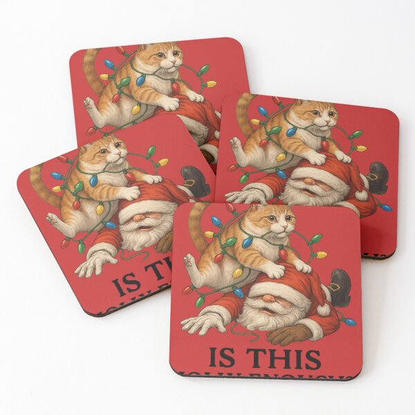 Item preview, Is This Jolly Enough? – Funny Christmas Cat vs. Santa designed and sold by Neon Nightmare.