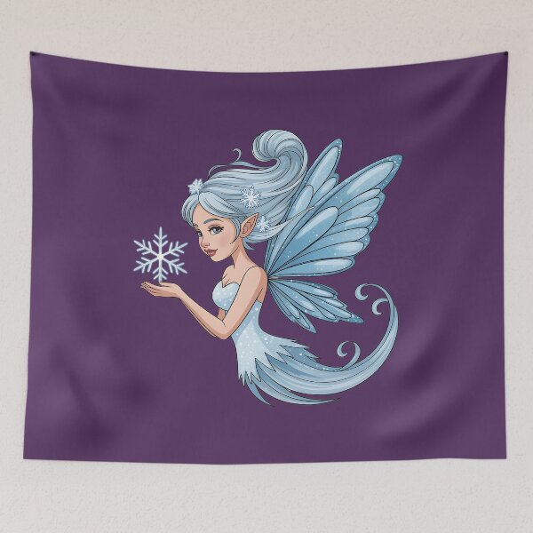 Item preview, Winter Fairy with Snowflake and Sparkling Blue Wings designed and sold by BirdsnStuff.
