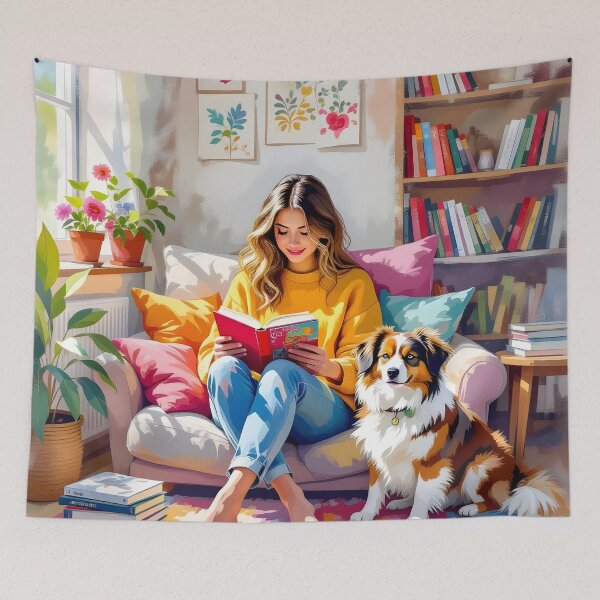 Item preview, Girl Reading With Her Cat In Cozy Room - Bookish Girl Aesthetic designed and sold by Wiss2Arts.