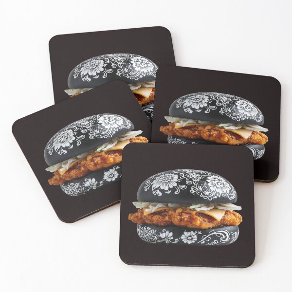 Item preview, Black chicken Burger bun with floral patterns designed and sold by Brendon987.