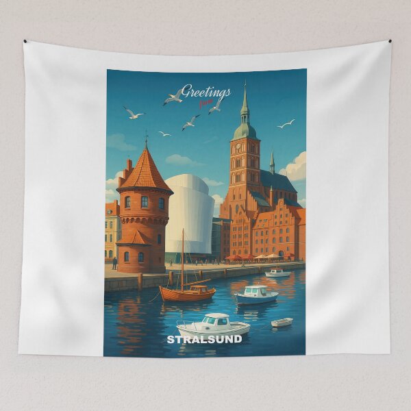 Item preview, Greetings from STRALSUND GERMANY - Modern Colorful City View designed and sold by Earth Celebration Designs.