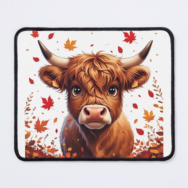 Item preview, Highland Cow in Autumn Leaves designed and sold by Not Your Mom's Clipart.