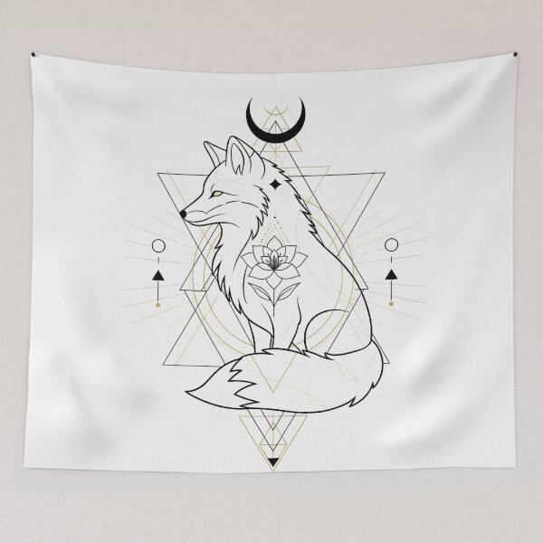 Item preview, Alchemical Fox with Lotus Flower – Black & Gold Alchemical Fox with Lotus Heart – Black & Gold designed and sold by 	aluzia.design.