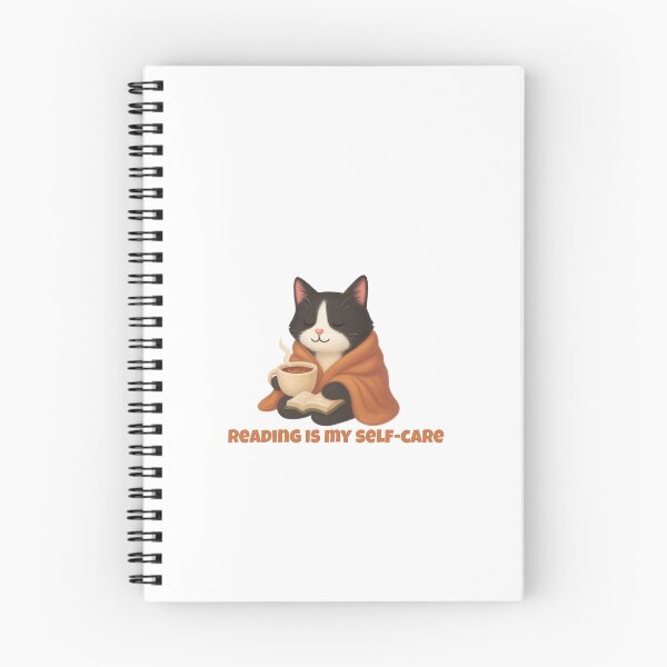 Item preview, Reading Is My Self-Care – Cozy Cat with Coffee and Book designed and sold by ArtByAlgorithms.