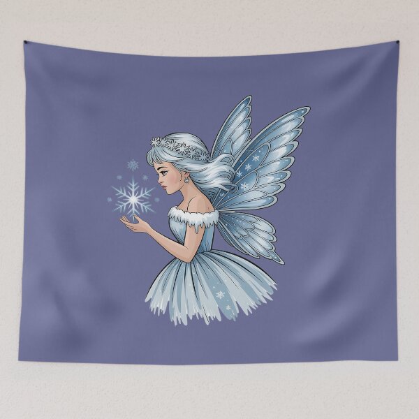 Item preview, Winter Fairy with Snowflake and Sparkling Blue Wings designed and sold by BirdsnStuff.