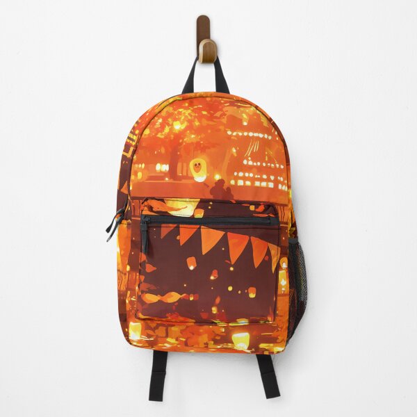 Item preview, Haunted Riverbank Stroll – Halloween Cityscape Anime Art – Glowing Lantern Riverbank designed and sold by Starlit Torii.