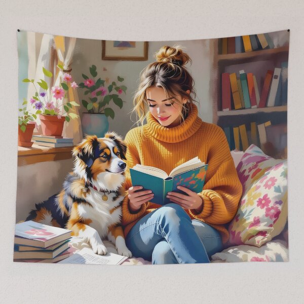 Item preview, Girl Reading With Her Cat In Cozy Room - Bookish Girl Aesthetic designed and sold by Wiss2Arts.
