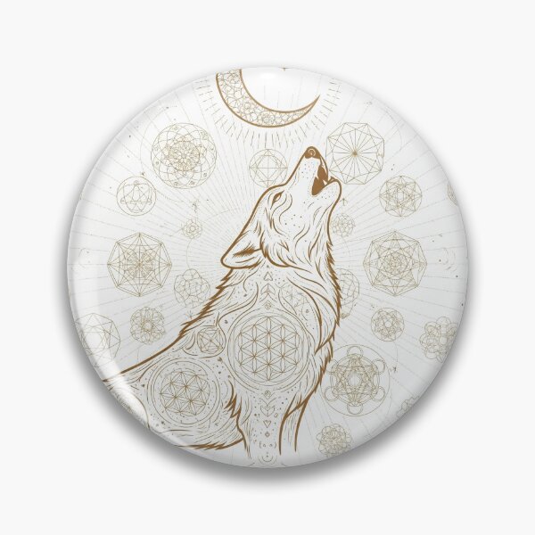 Item preview, Shamanic Wolf with Geometric Moon – Mystic Gold Shamanic Wolf with Sacred Moon – Mystic Gold designed and sold by 	aluzia.design.