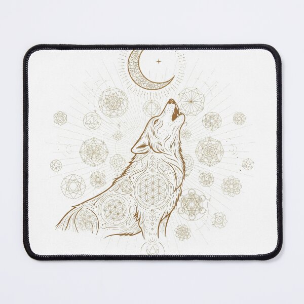 Item preview, Shamanic Wolf with Geometric Moon – Mystic Gold Shamanic Wolf with Sacred Moon – Mystic Gold designed and sold by 	aluzia.design.