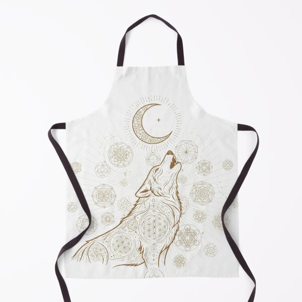 Item preview, Shamanic Wolf with Geometric Moon – Mystic Gold Shamanic Wolf with Sacred Moon – Mystic Gold designed and sold by aluzia.design.