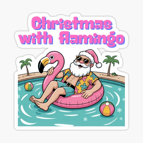 Item preview, The Christmas with Flamingo as Summer Santa Claus designed and sold by AleksandraJac05.