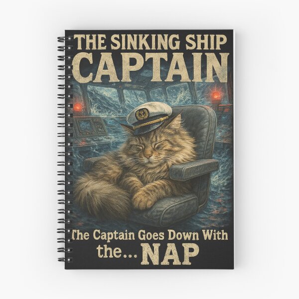Item preview, The Sinking Ship Captain Funny Maine Coon 90s Bootleg Tee designed and sold by catastrocat.