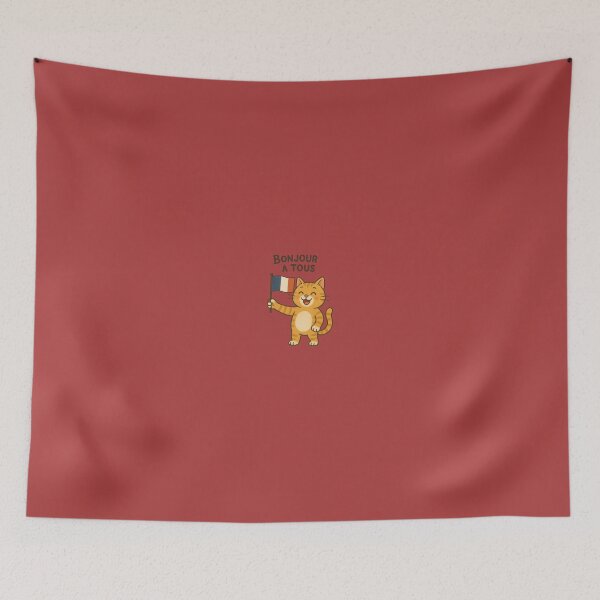 Artikelvorschau, Bonjour à Tous – Süße Katze, die die französische Flagge schwenkt entworfen und verkauft von Novel Works Studio.