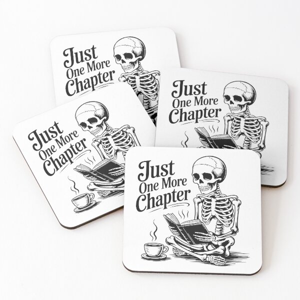 Item preview, "Just One More Chapter" Skeleton Book Lover Coffee Tee designed and sold by DMNindustries.
