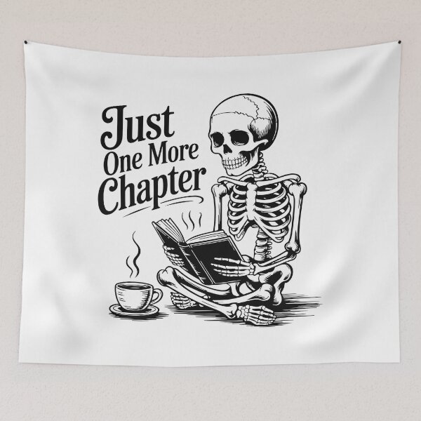 Item preview, "Just One More Chapter" Skeleton Book Lover Coffee Tee designed and sold by DMNindustries.