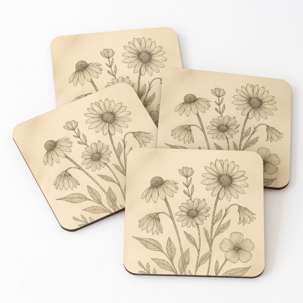 Item preview, Vintage Ink Wildflowers – Hand-Drawn Floral Botanical Art designed and sold by SoftStyleStudio ⭐⭐⭐.