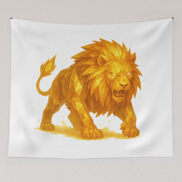 Item preview, Golden Crystal Lion – Fire Elemental Beast designed and sold by ElementalBeast1.