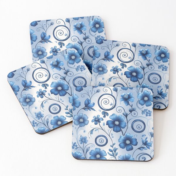 Item preview, Swirly Blue Flower Pattern designed and sold by IslaKarisArt.