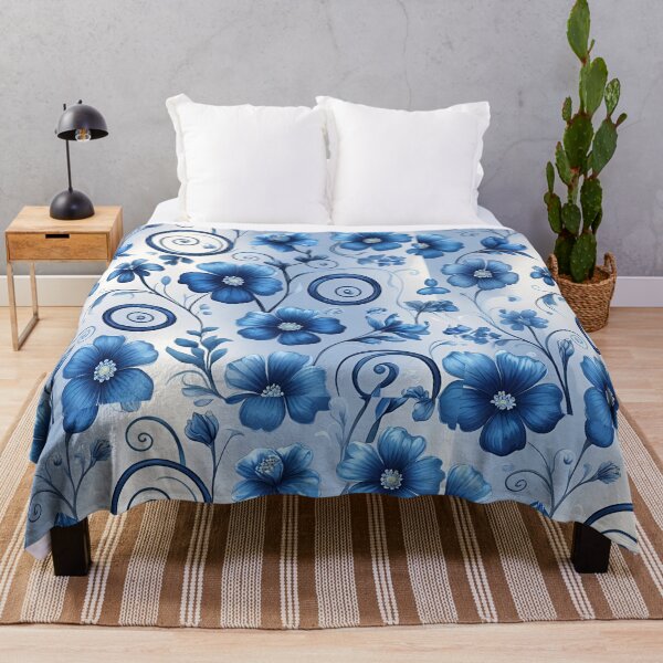 Item preview, Swirly Blue Flower Pattern designed and sold by IslaKarisArt.