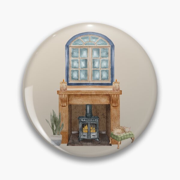 Item preview, Watercolor Fireplace Interior with Cat and Window – Cozy Winter Home Decor Clipart designed and sold by Softglow-Studio.