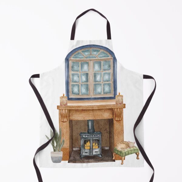 Item preview, Watercolor Fireplace Interior with Cat and Window – Cozy Winter Home Decor Clipart designed and sold by Softglow-Studio.