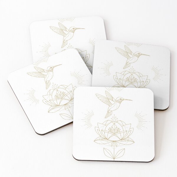 Item preview, Golden Hummingbird with Sacred Flower – Elevated Beauty Golden Hummingbird with Sacred Flower – Elevated Grace designed and sold by 	aluzia.design.