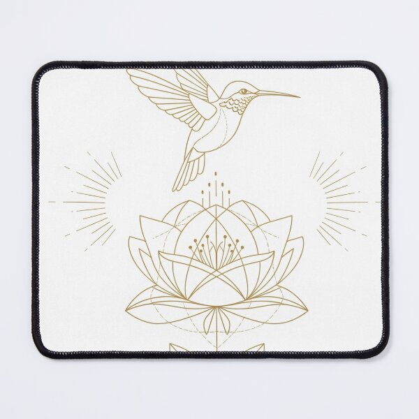 Item preview, Golden Hummingbird with Sacred Flower – Elevated Beauty Golden Hummingbird with Sacred Flower – Elevated Grace designed and sold by aluzia.design.