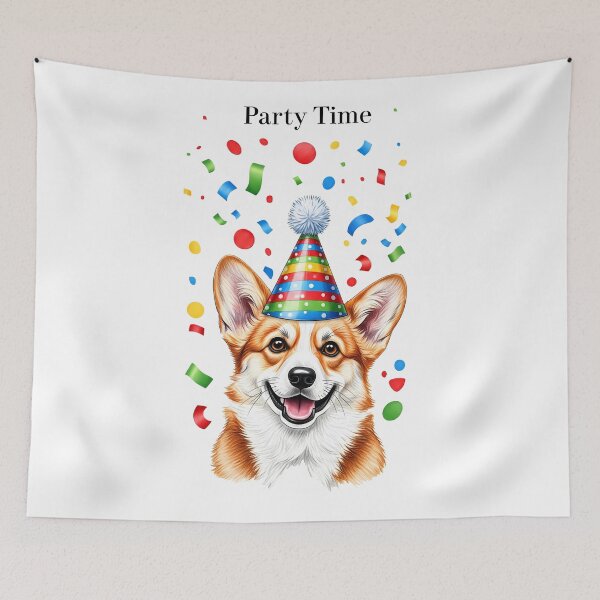 Item preview, Cheerful Corgi in Party Hat with Colorful Confetti    designed and sold by zoughlal.