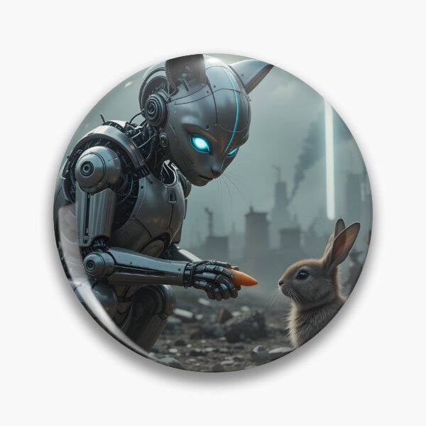 Item preview, Robot Cat Feeding Rabbit designed and sold by crazyartisAI.