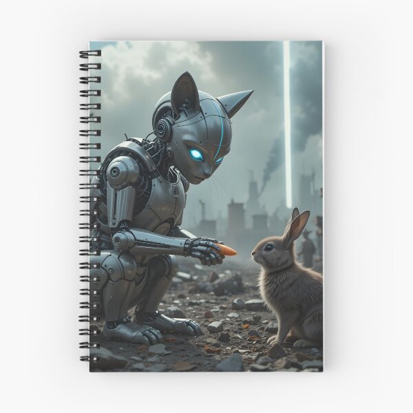 Item preview, Robot Cat Feeding Rabbit designed and sold by crazyartisAI.