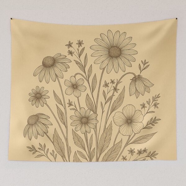 Item preview, Botanical Bloom Symphony – Hand-Drawn Wildflower Garden designed and sold by SoftStyleStudio ⭐⭐⭐.