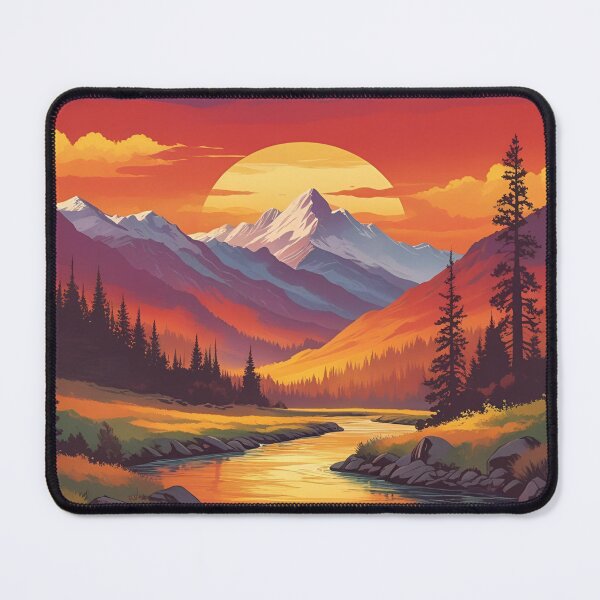 Item preview, Retro Snowcapped mountain scene designed and sold by RisingWolfStudio.
