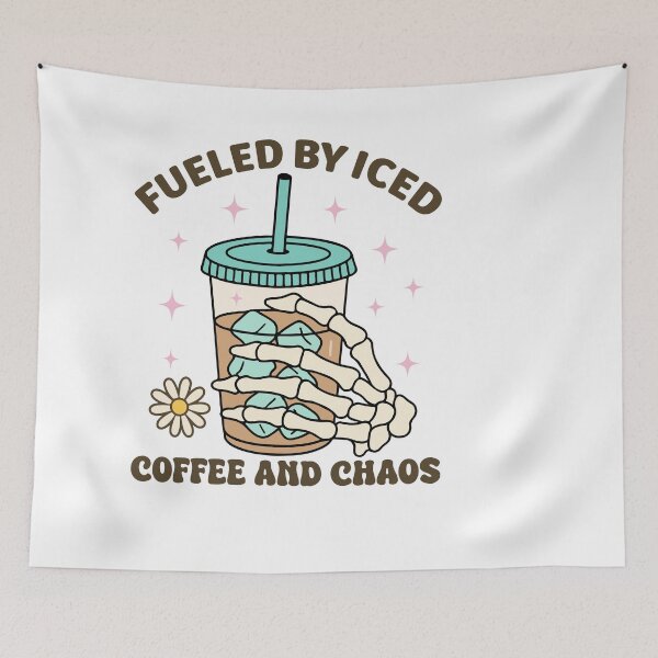 Item preview, Fueled by Iced Coffee and Chaos – Funny Caffeine Lover Quote designed and sold by artcultreone.