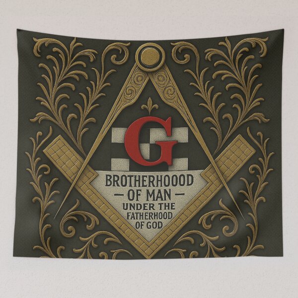 Item preview, Brotherhood of Man Freemason Emblem Art with Checkered Symbolism designed and sold by historyandmore.