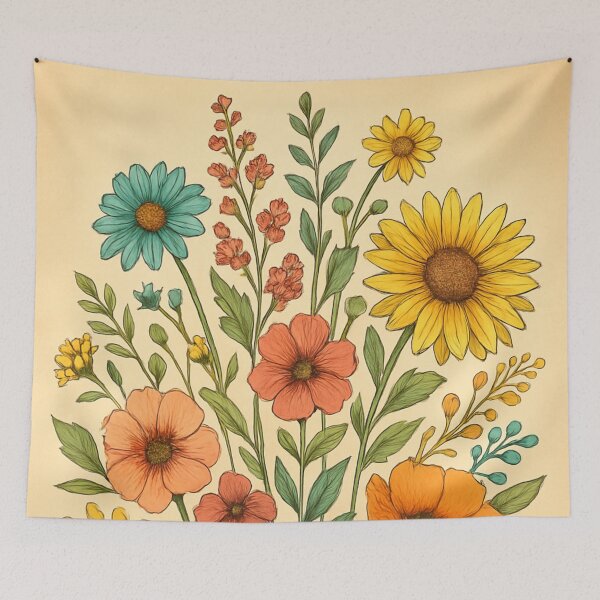 Item preview, Vintage Garden Bloom – Hand-Drawn Floral Delight designed and sold by SoftStyleStudio ⭐⭐⭐.