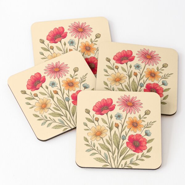 Item preview, Botanical Harmony – Colorful Wildflower Bouquet on Warm Beige designed and sold by SoftStyleStudio ⭐⭐⭐.
